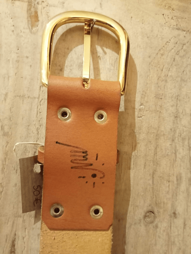 Ceinture camel unisexe - boucle laiton massif - taille 38